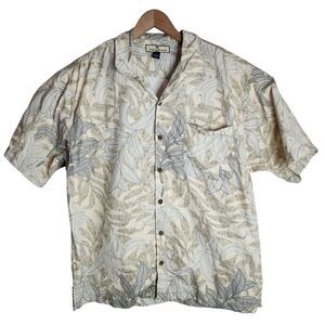 Tommy‎ Bahama Shirt Men's Large Hawaiian Tropical 100% Silk Button Up Top